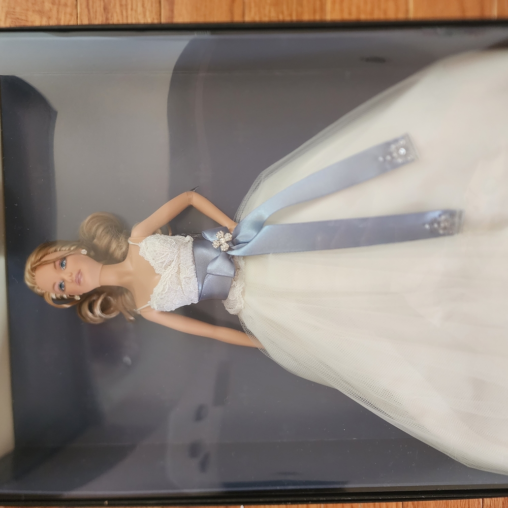 Elegant White and Blue Gown Doll